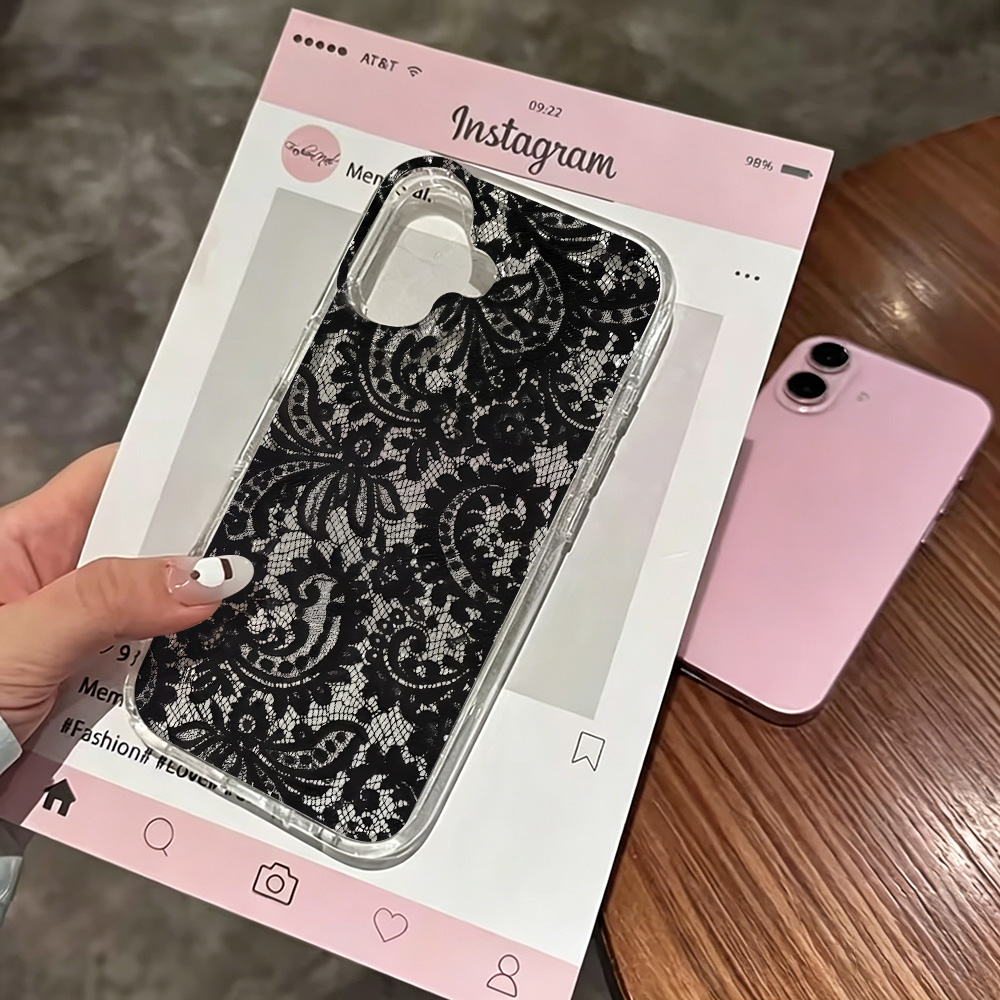Clear Shockproof Bumper Case - เคสโทรศัพท์ใสลายลูกไม้ดอกไม้ INS สำหรับ iPhone 17 13