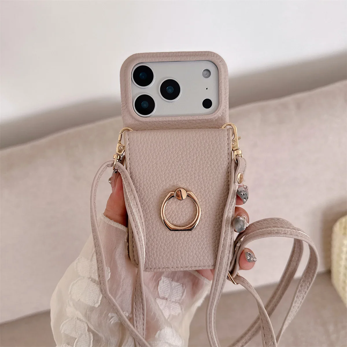 สายคล้องคอแบบไขว้พร้อมที่ใส่บั - Leather Wallet Card Holder Phone Cover บทวิจารณ์และราคา