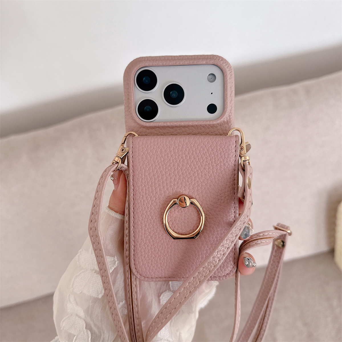 สายคล้องคอแบบไขว้พร้อมที่ใส่บั - Leather Wallet Card Holder Phone Cover บทวิจารณ์และราคา