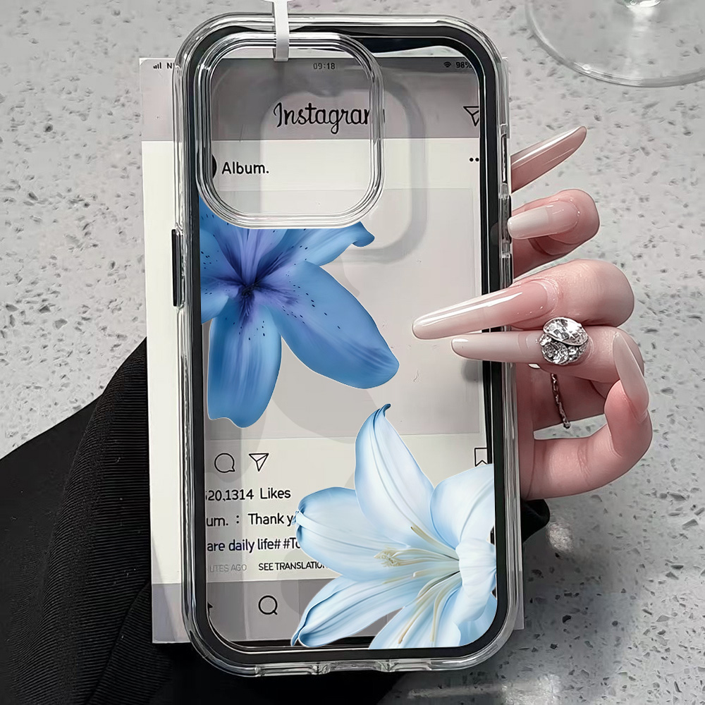 เคสโทรศัพท์ใสลายดอกลิลลี่สีฟ้า - Clear Shockproof Bumper Case บทวิจารณ์และราคา